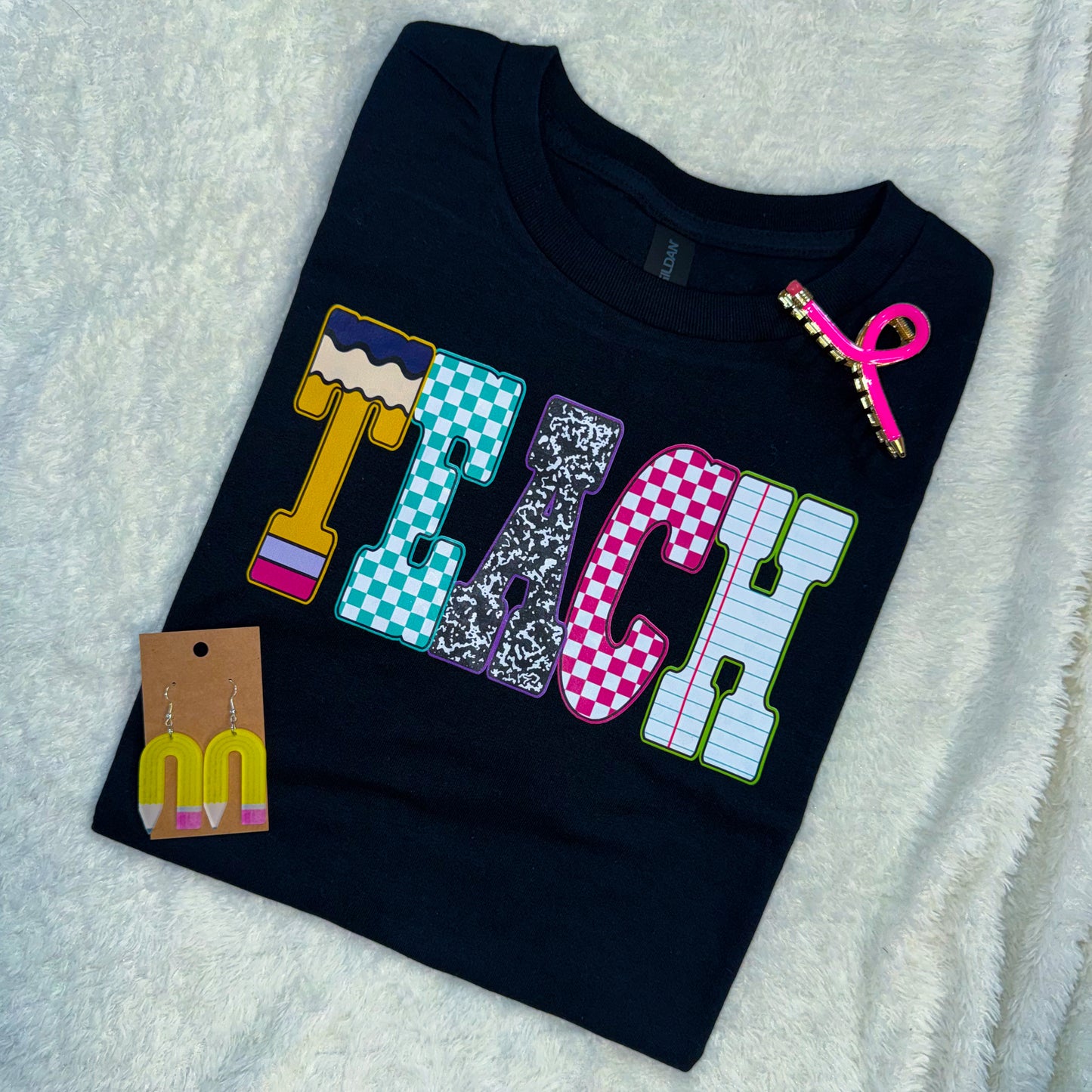 Checkered Teacher Graphic Tee