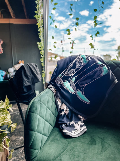 Boot Embroidered Reversible Throw Blanket