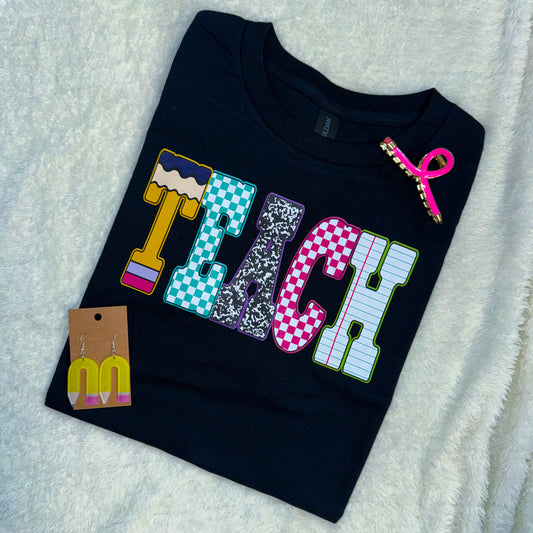 Checkered Teacher Graphic Tee