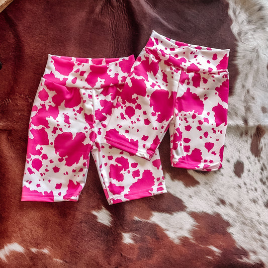 Pink Cow Print Bikers