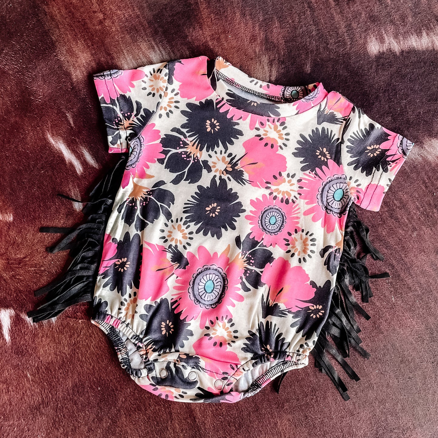 Floral Concho Fringe Romper