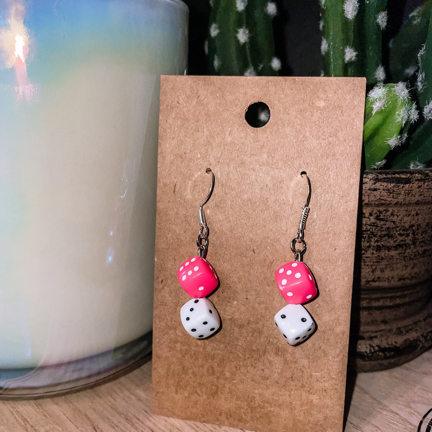 Pink Dice Earrings